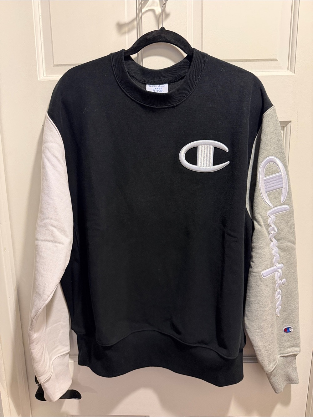 Champion Colorblock Crewneck Sweatshirt - Black, Gray, White